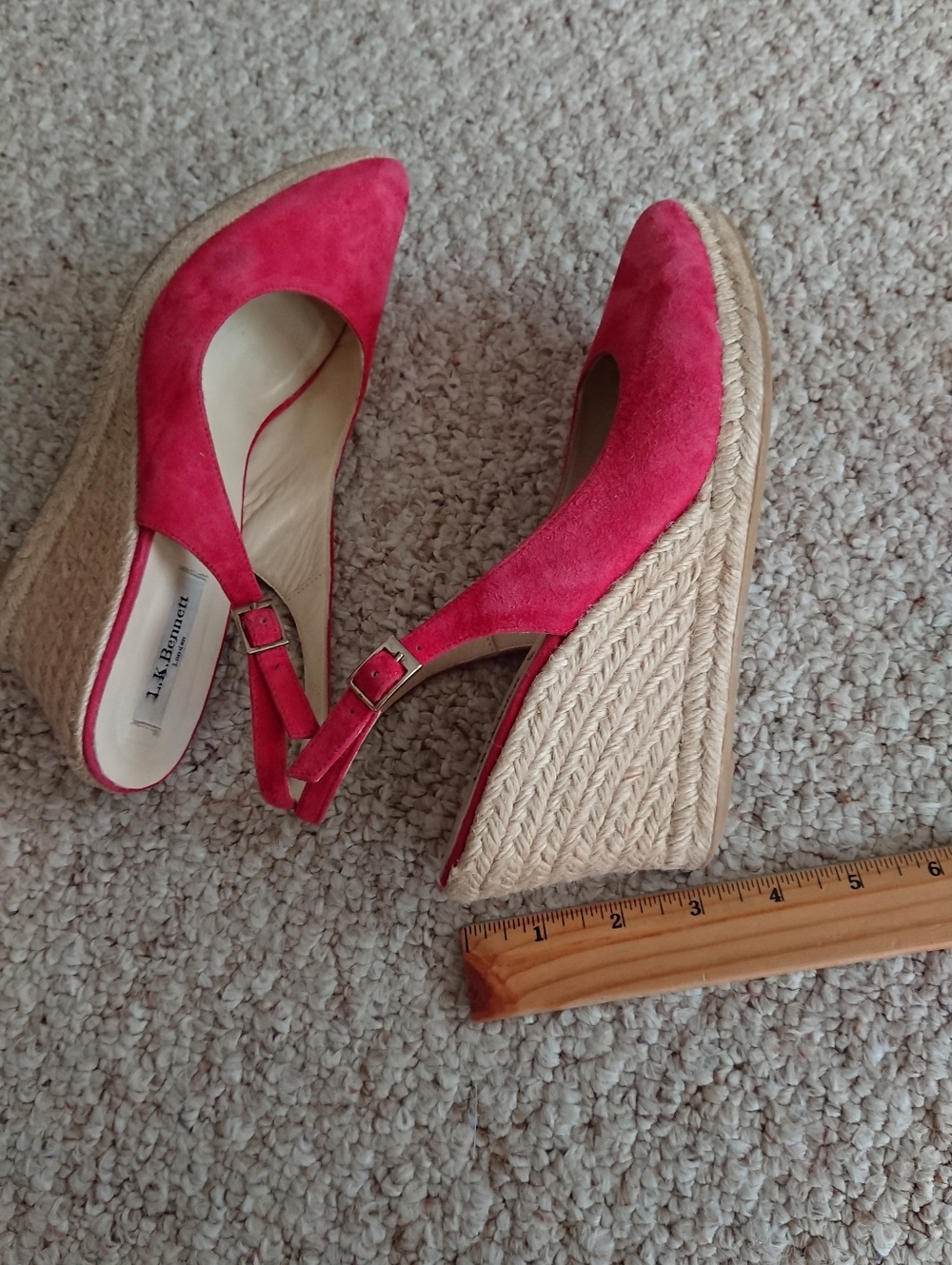LK Bennett Bethany red Suede Pointed Slingback espadrille size 9 - Picture 10 of 13